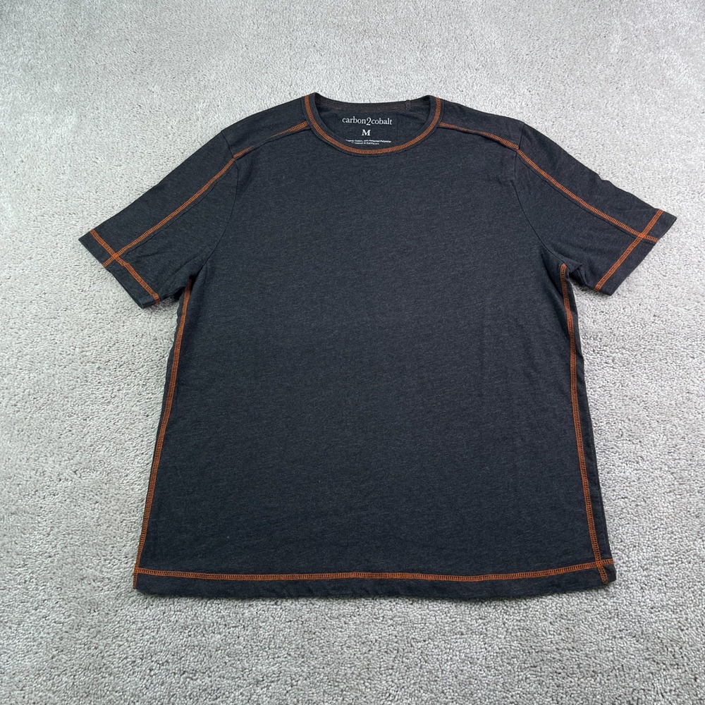 Carbon2Cobalt Shirt Mens Medium Grey Contrast Stitch Short Sleeve Organic Cotton
